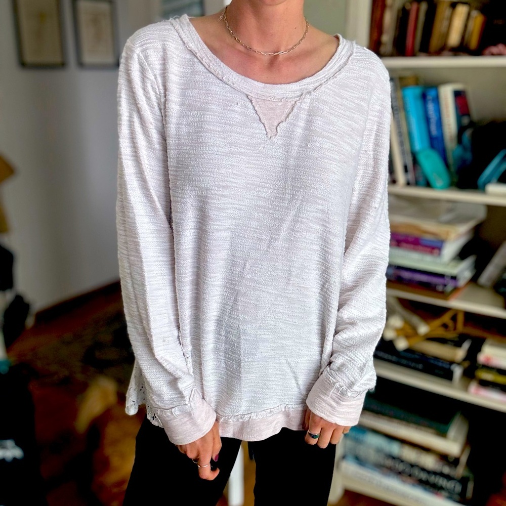 Anthropologie White Lacey Top
